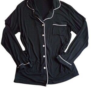 Classic Black Pajama Set with White Trim